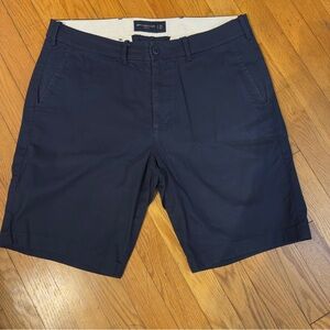 Abercrombie & Fitch Dark Blue Flat Front Shorts - CLASSIC